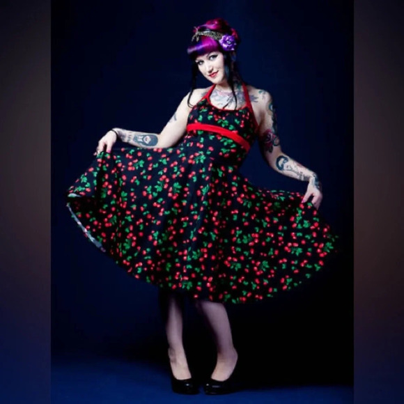 Pinup Couture Cherry Halter Dress size large - Picture 14 of 16